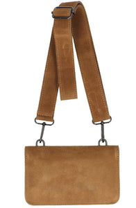 PHOEBE Leather/suede wide strap shoulder bag