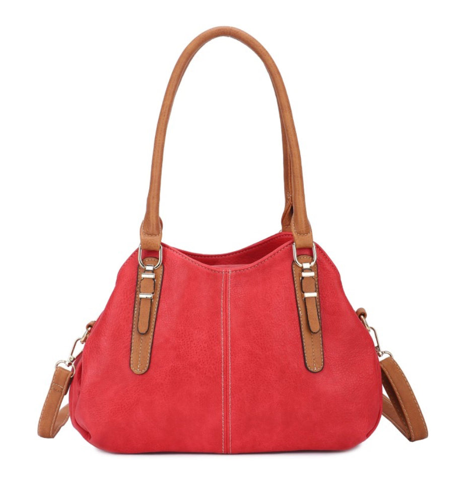 Triple compartment shoulder bag