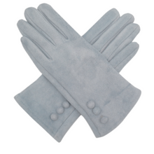 Load image into Gallery viewer, Touchscreen faux suede button gloves
