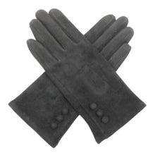 Load image into Gallery viewer, Touchscreen faux suede button gloves

