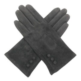 Touchscreen faux suede button gloves