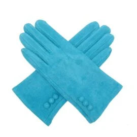 Touchscreen faux suede button gloves