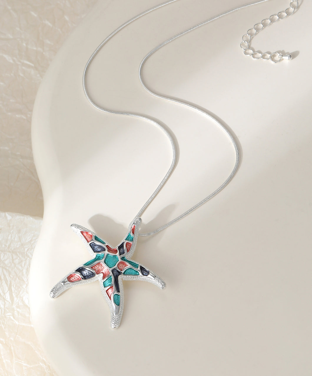 Multicolour starfish long necklace