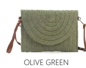 Straw envelope clutch bag