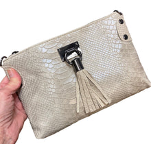 Load image into Gallery viewer, TESSA  Italian leather clutch bag with shoulder strap
