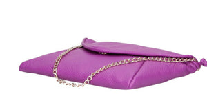 LOLA   Italian leather clutch bag with chain and leather strap