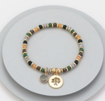 Multicolour bracelet with tree of life charm