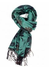 Load image into Gallery viewer, Flower pattern pashmina in green, red and pink

