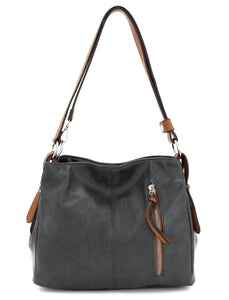 Two-tone slouch bag with adjustable shoulder strap
