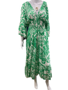 Floral shirred waist midi dress