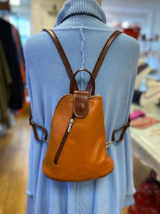 MOLLY   Small soft leather two-tone triangular backpack