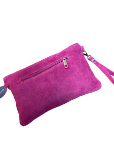 BELLA Suede leather silver star clutch bag