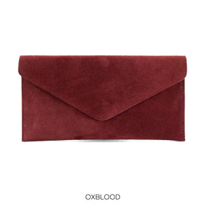Suede leather envelope clutch
