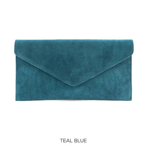 Suede leather envelope clutch