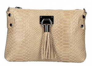 TESSA  Italian leather clutch bag with shoulder strap