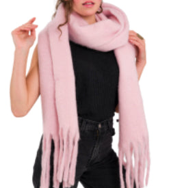 Plain winter tassel scarf