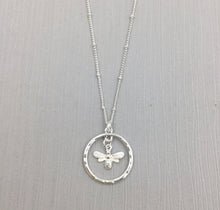 Load image into Gallery viewer, Silver bee necklace
