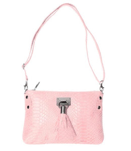 TESSA  Italian leather clutch bag with shoulder strap