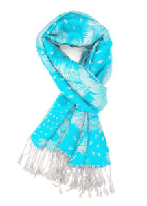 Peacock Feather print pashmina in purple, pink & turquoise