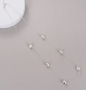 Silver crystal long necklace