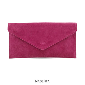 Suede leather envelope clutch