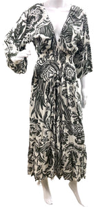 Floral shirred waist midi dress
