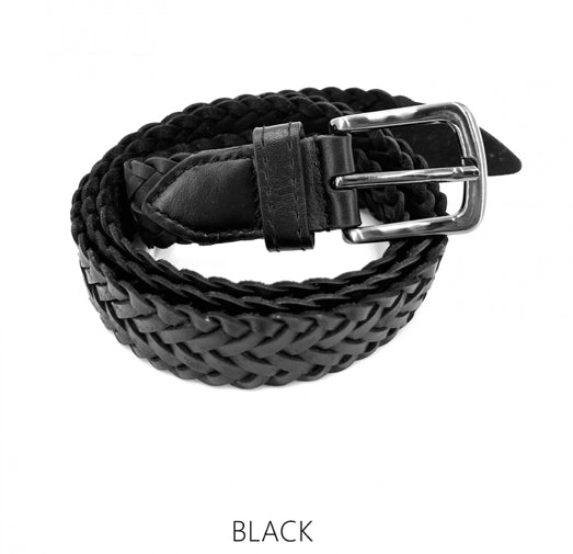 Genuine leather plaited belt