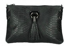 Load image into Gallery viewer, TESSA  Italian leather clutch bag with shoulder strap
