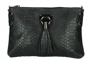 TESSA  Italian leather clutch bag with shoulder strap
