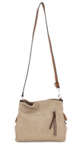Load image into Gallery viewer, Two-tone slouch bag with adjustable shoulder strap
