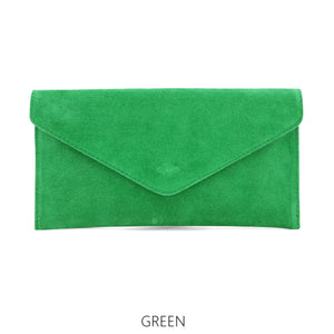 Suede leather envelope clutch