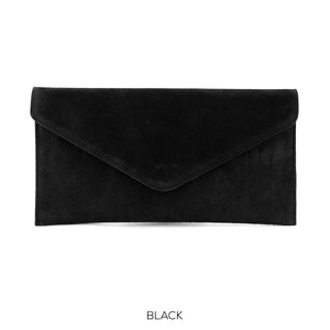 Suede leather envelope clutch