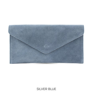Suede leather envelope clutch