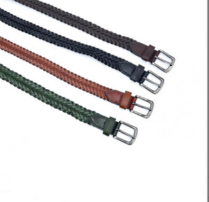 Genuine leather plaited belt