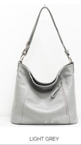LORNA  Italian leather shoulder bag with front zip pocket