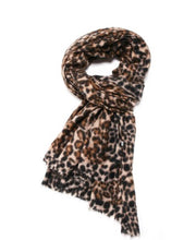 Load image into Gallery viewer, Super soft leopard print scarf in brown or mustard
