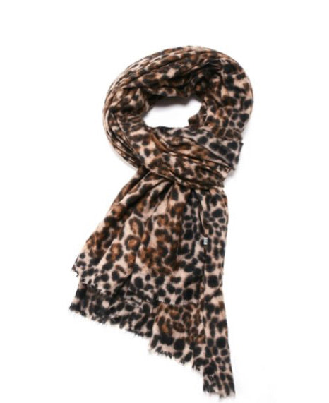 Super soft leopard print scarf in brown or mustard