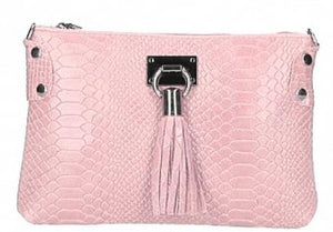 TESSA  Italian leather clutch bag with shoulder strap