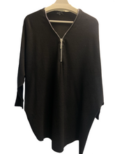 Load image into Gallery viewer, Cashmere-feel zip front oversized jumper
