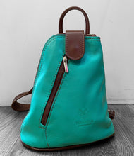Load image into Gallery viewer, MOLLY   Small soft leather two-tone triangular backpack
