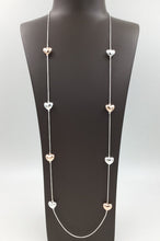 Load image into Gallery viewer, Long silver hearts necklace
