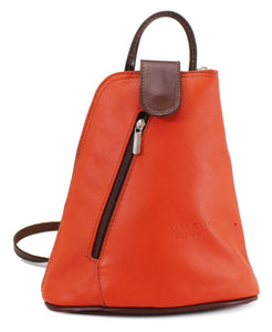 MOLLY   Small soft leather two-tone triangular backpack